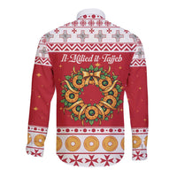 Malta Christmas Long Sleeve Button Shirt Maltese Honey Rings - Wonder Print Shop