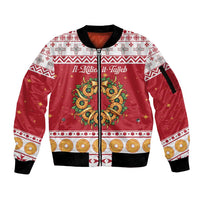 Malta Christmas Sleeve Zip Bomber Jacket Maltese Honey Rings - Wonder Print Shop