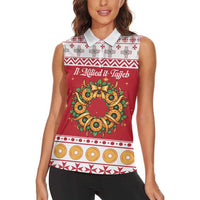 Malta Christmas Women Sleeveless Polo Shirt Maltese Honey Rings - Wonder Print Shop