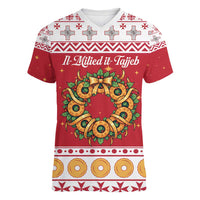 Malta Christmas Women V-Neck T-Shirt Maltese Honey Rings - Wonder Print Shop