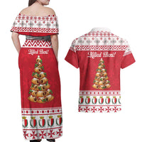 Traditional Maltese Imqaret Pastry Couples Matching Off Shoulder Maxi Dress and Hawaiian Shirt Malta Imqaret Christmas Tree - Wonder Print Shop