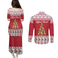 Traditional Maltese Imqaret Pastry Couples Matching Puletasi and Long Sleeve Button Shirt Malta Imqaret Christmas Tree - Wonder Print Shop