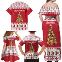 Traditional Maltese Imqaret Pastry Family Matching Off Shoulder Maxi Dress and Hawaiian Shirt Malta Imqaret Christmas Tree - Wonder Print Shop