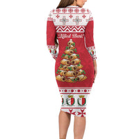 Traditional Maltese Imqaret Pastry Long Sleeve Bodycon Dress Malta Imqaret Christmas Tree - Wonder Print Shop