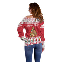 Traditional Maltese Imqaret Pastry Off Shoulder Sweater Malta Imqaret Christmas Tree - Wonder Print Shop