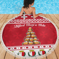 Cute Maltese Imqaret Pastry Christmas Beach Blanket Christmas Joy in Malta - Wonder Print Shop