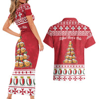 Cute Maltese Imqaret Pastry Christmas Couples Matching Short Sleeve Bodycon Dress and Hawaiian Shirt Christmas Joy in Malta - Wonder Print Shop
