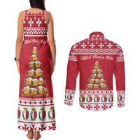 Cute Maltese Imqaret Pastry Christmas Couples Matching Tank Maxi Dress and Long Sleeve Button Shirt Christmas Joy in Malta - Wonder Print Shop