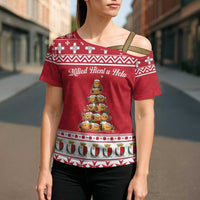 Cute Maltese Imqaret Pastry Christmas Cross Shoulder Shirt Christmas Joy in Malta - Wonder Print Shop