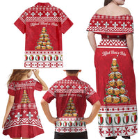Cute Maltese Imqaret Pastry Christmas Family Matching Off Shoulder Maxi Dress and Hawaiian Shirt Christmas Joy in Malta - Wonder Print Shop