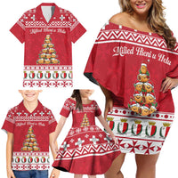 Cute Maltese Imqaret Pastry Christmas Family Matching Off Shoulder Short Dress and Hawaiian Shirt Christmas Joy in Malta - Wonder Print Shop