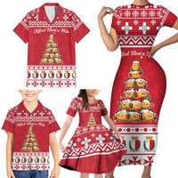 Cute Maltese Imqaret Pastry Christmas Family Matching Short Sleeve Bodycon Dress and Hawaiian Shirt Christmas Joy in Malta - Wonder Print Shop