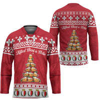 Cute Maltese Imqaret Pastry Christmas Hockey Jersey Christmas Joy in Malta - Wonder Print Shop
