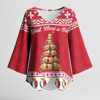Cute Maltese Imqaret Pastry Christmas Kimono Sleeve Blouse Christmas Joy in Malta - Wonder Print Shop
