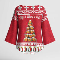 Cute Maltese Imqaret Pastry Christmas Kimono Sleeve Blouse Christmas Joy in Malta - Wonder Print Shop