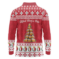 Cute Maltese Imqaret Pastry Christmas Long Sleeve Polo Shirt Christmas Joy in Malta - Wonder Print Shop