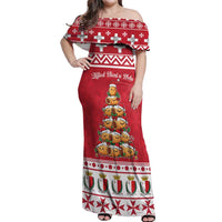 Cute Maltese Imqaret Pastry Christmas Off Shoulder Maxi Dress Christmas Joy in Malta - Wonder Print Shop