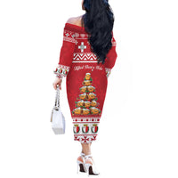 Cute Maltese Imqaret Pastry Christmas Off The Shoulder Long Sleeve Dress Christmas Joy in Malta - Wonder Print Shop