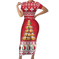 Cute Maltese Imqaret Pastry Christmas Short Sleeve Bodycon Dress Christmas Joy in Malta - Wonder Print Shop