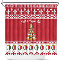 Cute Maltese Imqaret Pastry Christmas Shower Curtain Christmas Joy in Malta - Wonder Print Shop