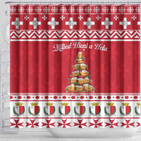 Cute Maltese Imqaret Pastry Christmas Shower Curtain Christmas Joy in Malta - Wonder Print Shop