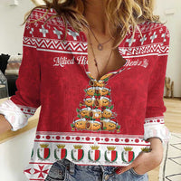 Cute Maltese Imqaret Pastry Christmas Women Casual Shirt Christmas Joy in Malta - Wonder Print Shop
