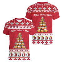 Cute Maltese Imqaret Pastry Christmas Women V-Neck T-Shirt Christmas Joy in Malta - Wonder Print Shop
