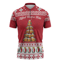 Cute Maltese Imqaret Pastry Christmas Zipper Polo Shirt Christmas Joy in Malta - Wonder Print Shop