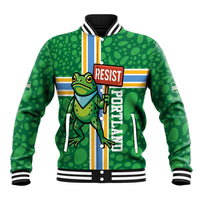 Personalized Resist Portland Frog Baseball Jacket Frog Activist Protest City - Wonder Print Shop
