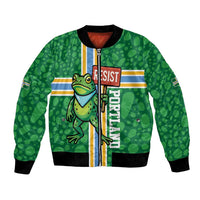 Personalized Resist Portland Frog Bomber Jacket Frog Activist Protest City - Wonder Print Shop