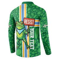 Personalized Resist Portland Frog Button Sweatshirt Frog Activist Protest City - Wonder Print Shop