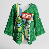 Personalized Resist Portland Frog Kimono Sleeve Blouse Frog Activist Protest City - Wonder Print Shop