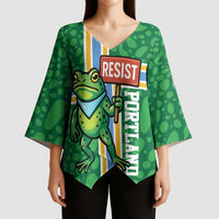 Personalized Resist Portland Frog Kimono Sleeve Blouse Frog Activist Protest City - Wonder Print Shop