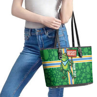 Personalized Resist Portland Frog Leather Tote Bag Frog Activist Protest City - Wonder Print Shop