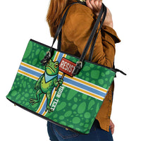 Personalized Resist Portland Frog Leather Tote Bag Frog Activist Protest City - Wonder Print Shop