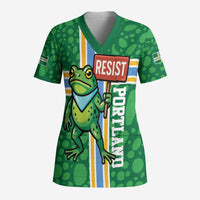 Personalized Resist Portland Frog Scrub Top Frog Activist Protest City - Wonder Print Shop