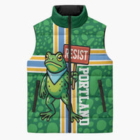 Personalized Resist Portland Frog Sleeveless Puffer Jacket Frog Activist Protest City - Wonder Print Shop