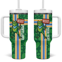 Personalized Resist Portland Frog Tumbler With Handle Frog Activist Protest City - Wonder Print Shop