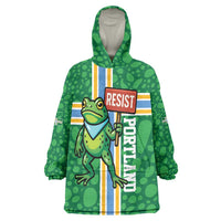 Personalized Resist Portland Frog Wearable Blanket Hoodie Frog Activist Protest City - Wonder Print Shop