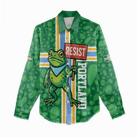 Personalized Resist Portland Frog Women Casual Shirt Frog Activist Protest City - Wonder Print Shop