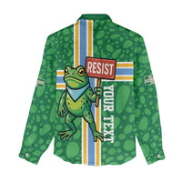 Personalized Resist Portland Frog Women Casual Shirt Frog Activist Protest City - Wonder Print Shop