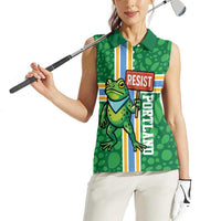 Personalized Resist Portland Frog Women Sleeveless Polo Shirt Frog Activist Protest City - Wonder Print Shop