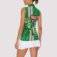 Personalized Resist Portland Frog Women Sleeveless Polo Shirt Frog Activist Protest City - Wonder Print Shop