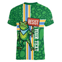 Personalized Resist Portland Frog Women V-Neck T-Shirt Frog Activist Protest City - Wonder Print Shop
