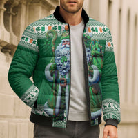 Ireland Christmas Bomber Puffer Jacket Irish Santa Claus - Wonder Print Shop