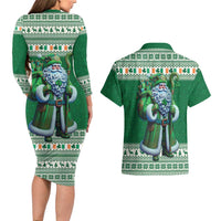 Ireland Christmas Couples Matching Long Sleeve Bodycon Dress and Hawaiian Shirt Irish Santa Claus - Wonder Print Shop
