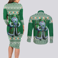 Ireland Christmas Couples Matching Long Sleeve Bodycon Dress and Long Sleeve Button Shirt Irish Santa Claus - Wonder Print Shop