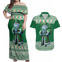 Ireland Christmas Couples Matching Off Shoulder Maxi Dress and Hawaiian Shirt Irish Santa Claus - Wonder Print Shop