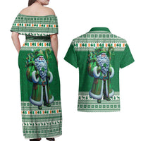 Ireland Christmas Couples Matching Off Shoulder Maxi Dress and Hawaiian Shirt Irish Santa Claus - Wonder Print Shop