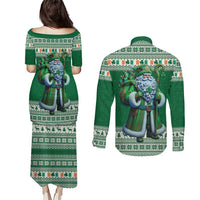 Ireland Christmas Couples Matching Puletasi and Long Sleeve Button Shirt Irish Santa Claus - Wonder Print Shop